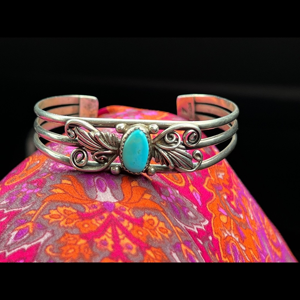 Vintage SS/turquoise Native American Butterfly cuff